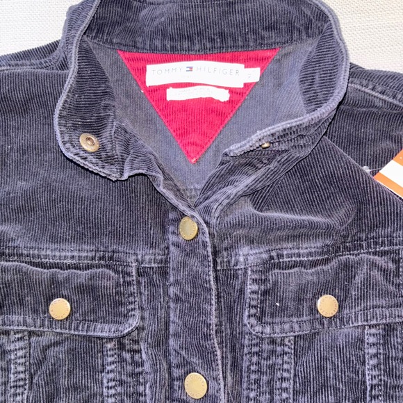 Tommy Hilfiger Corduroy Jacket Womens XL Full Button Fitted Black Casual - Picture 1 of 6